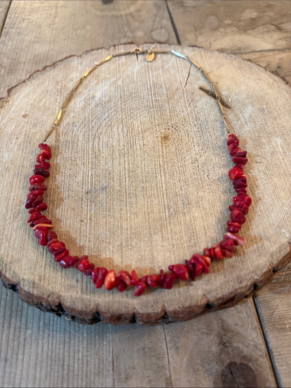 Red Chip Bead Necklace - Women's Fashion Jewelry